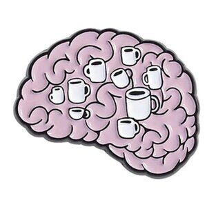 Coffee Brain Enamel Pin – Cute Caffeine Lover Lapel Pin
